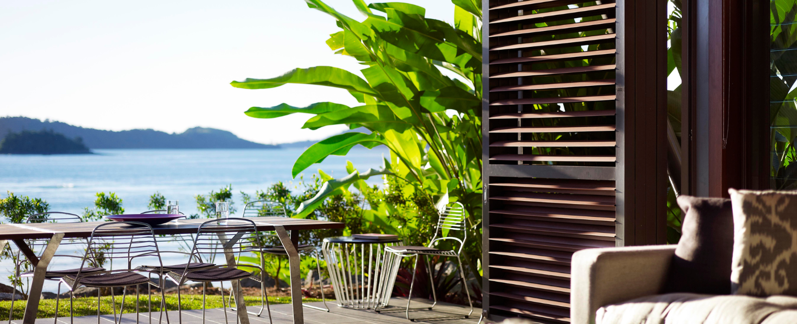 Seating area overlooking the water on Hamilton Island