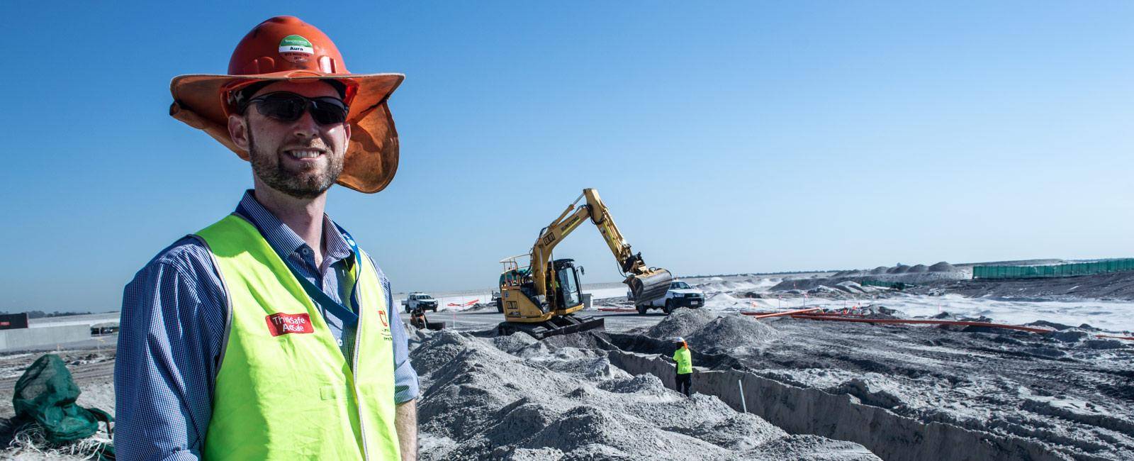 David from CV Services working on Brisbane's new runway