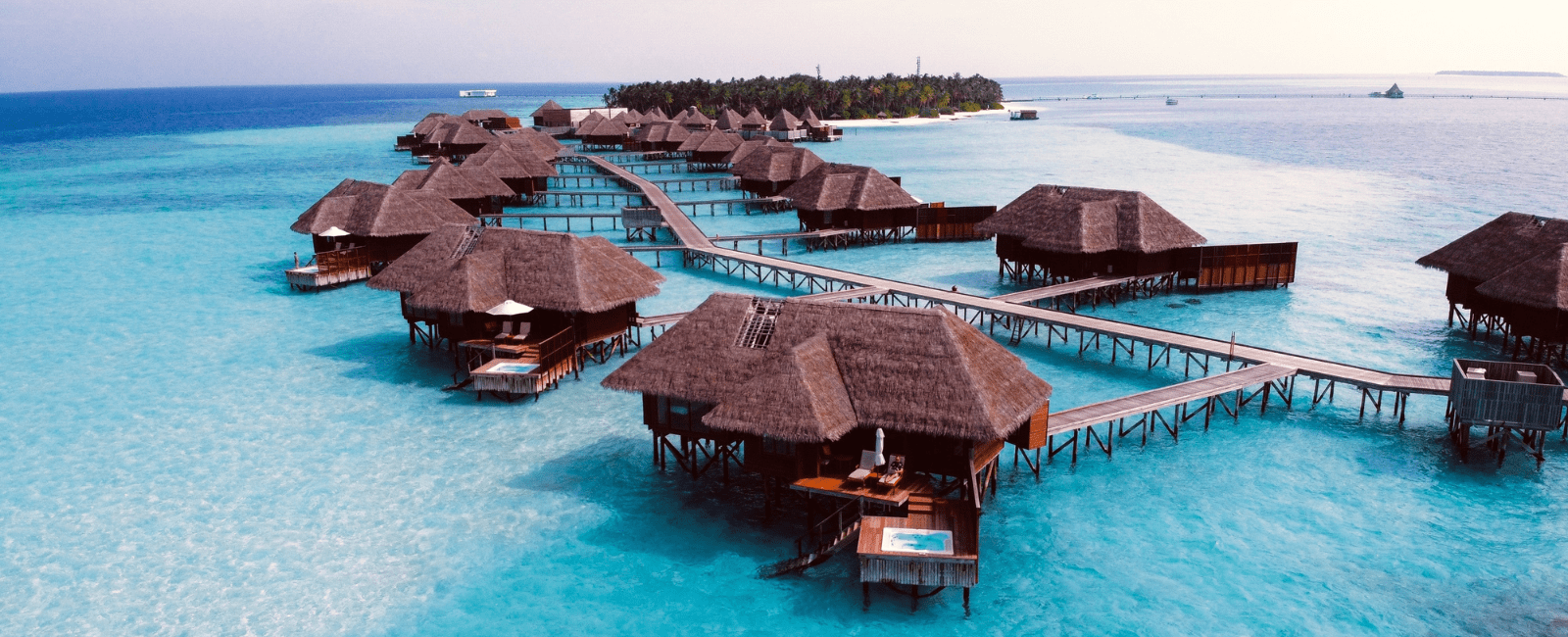 Accommodation over the water in the Maldives