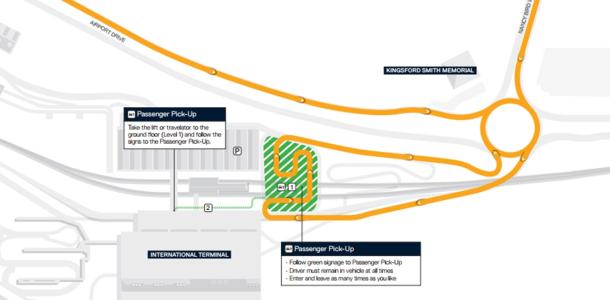 International Passenger Pick Up and Drop Off Map